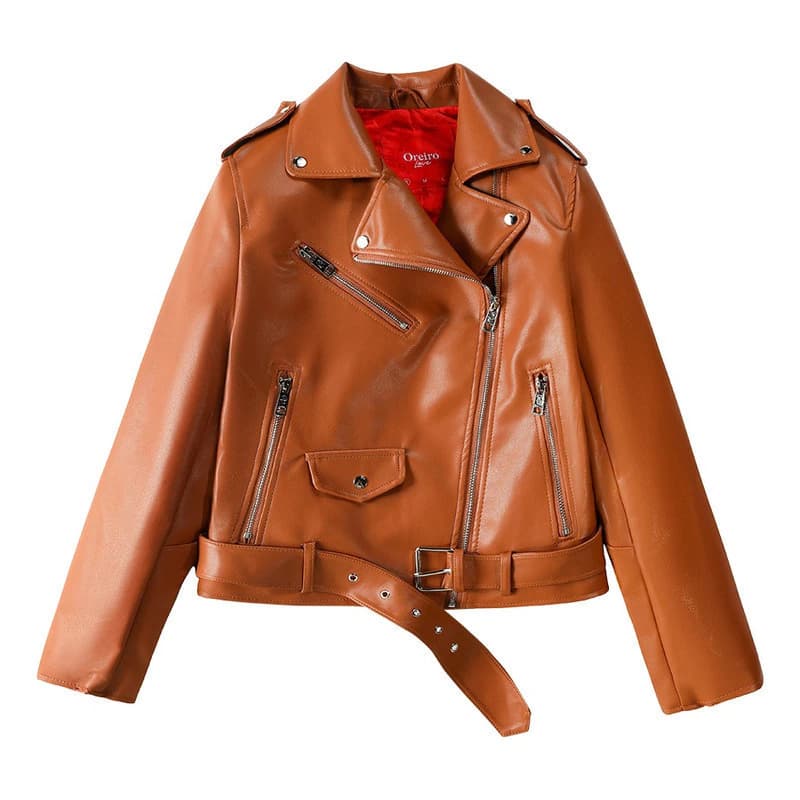 Campera Biker PU | Color Suela | Oreiro Love — Marrón claro / L