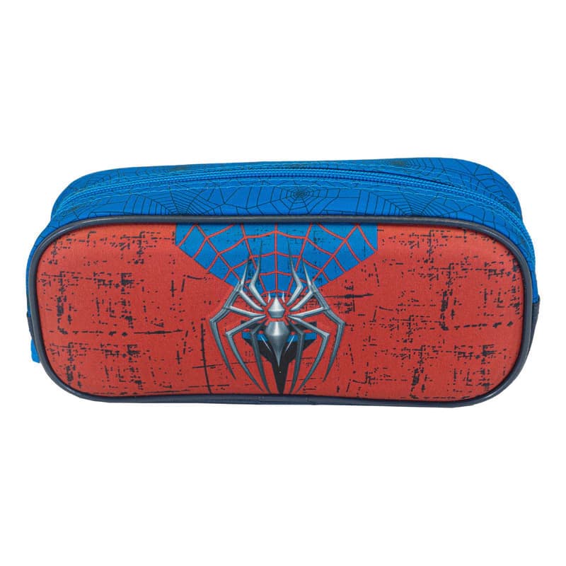 Cartuchera Escolar Diseño Araña Azul T-Go | Modelo QD5 | Poliéster Reforzado