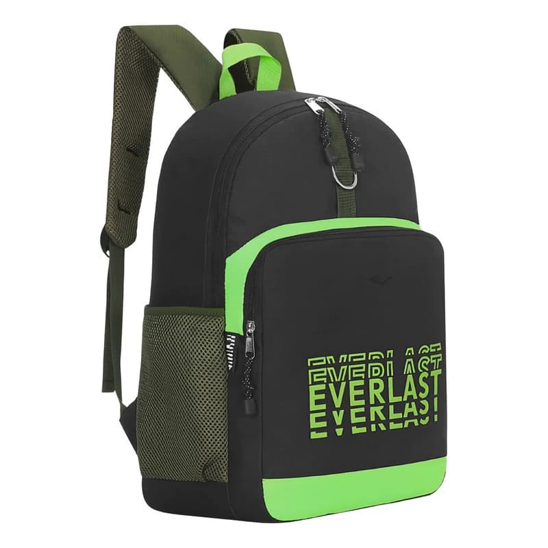 Mochila Everlast Urbana Escolar con Porta Notebook 15.6" — Tela Anti Desgarre — Negro 16271 / Liso
