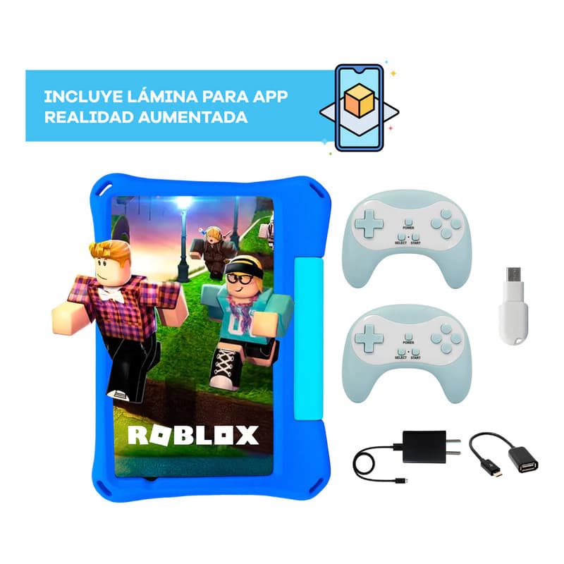 Tablet T-GO Kids 8" Android 14 con 2 Joysticks, 4GB RAM, 64GB, Realidad Aumentada y Funda Antigolpes - AZUL