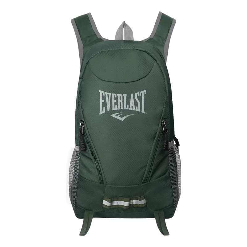 Mochila Running Everlast 12L liviana con cincha pectoral y salida de hidratación — Verde oscuro / Liso