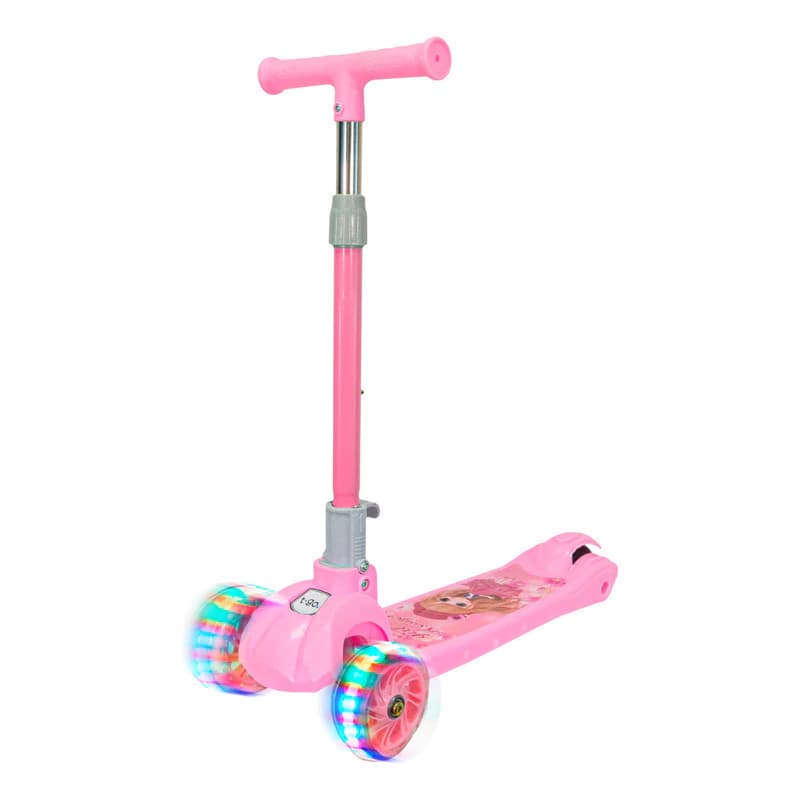 Monopatín Infantil Plegable con Luces LED T-Go Rosa | 3 Ruedas, Manubrio Regulable