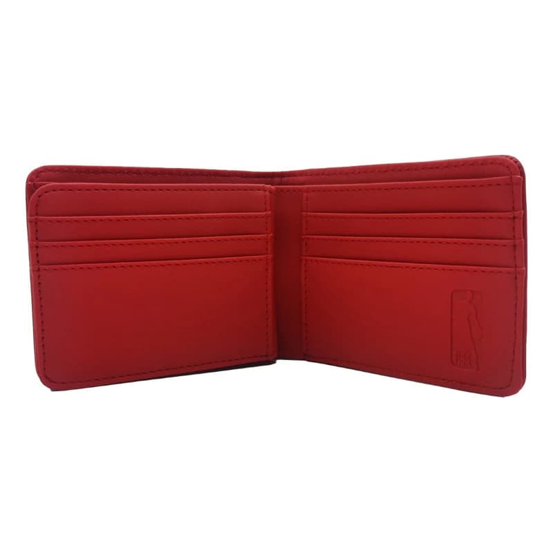 Billetera NBA de Cuero PU para Hombre — 14 Compartimientos, Color Rojo