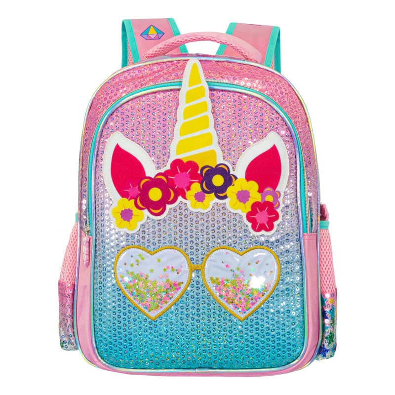 Mochila Escolar T-Go Unicornios diseños divertidos, 16 L, tiras Air Mesh — Rosa