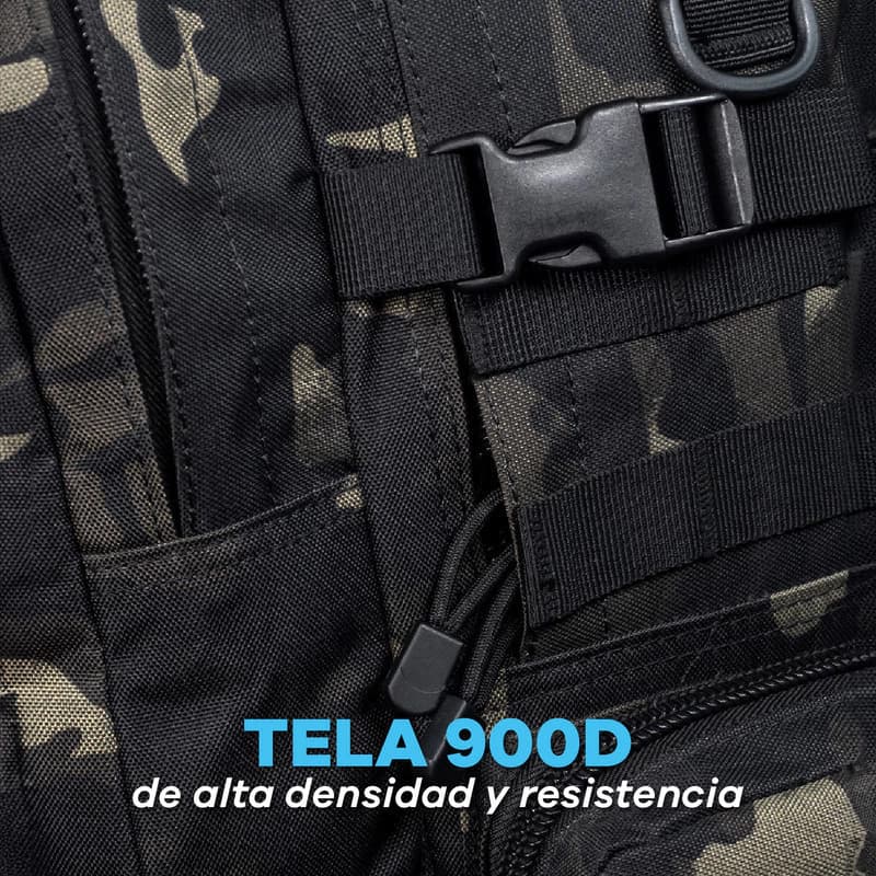 Mochila Táctica T-GO 30 L con Porta Notebook y Sistema MOLLE EB338 — Negro / COLOR