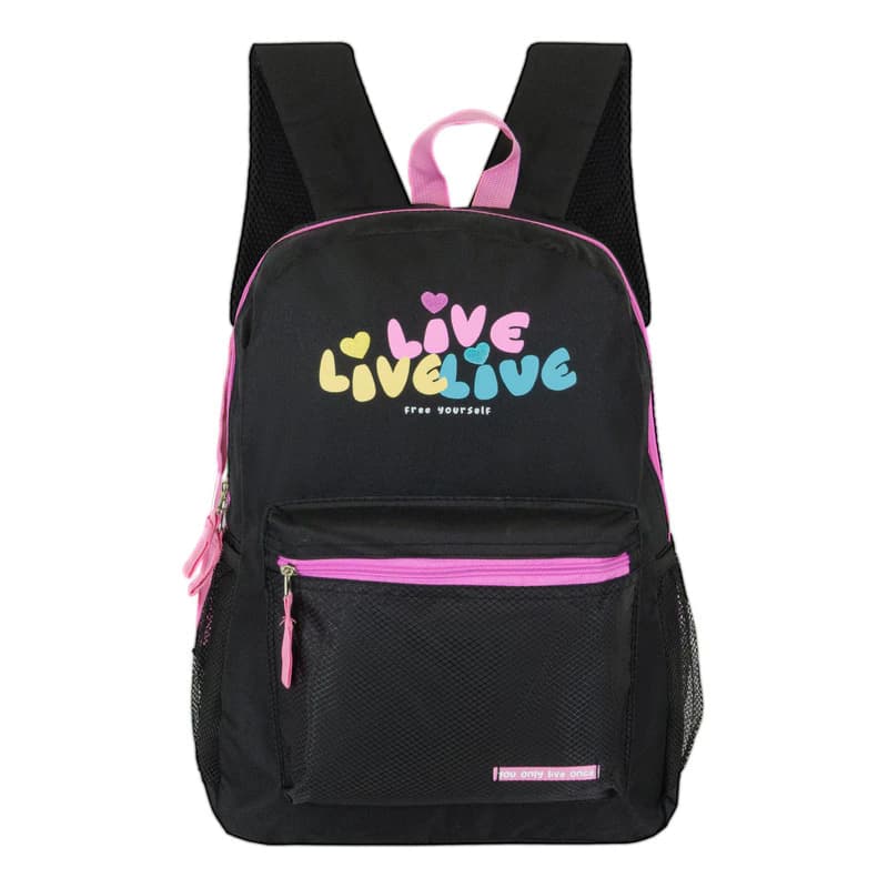 Mochila Escolar Bagcherry 14L Anti-desgarro Liviana Primaria y Secundaria — Negro / Lisa