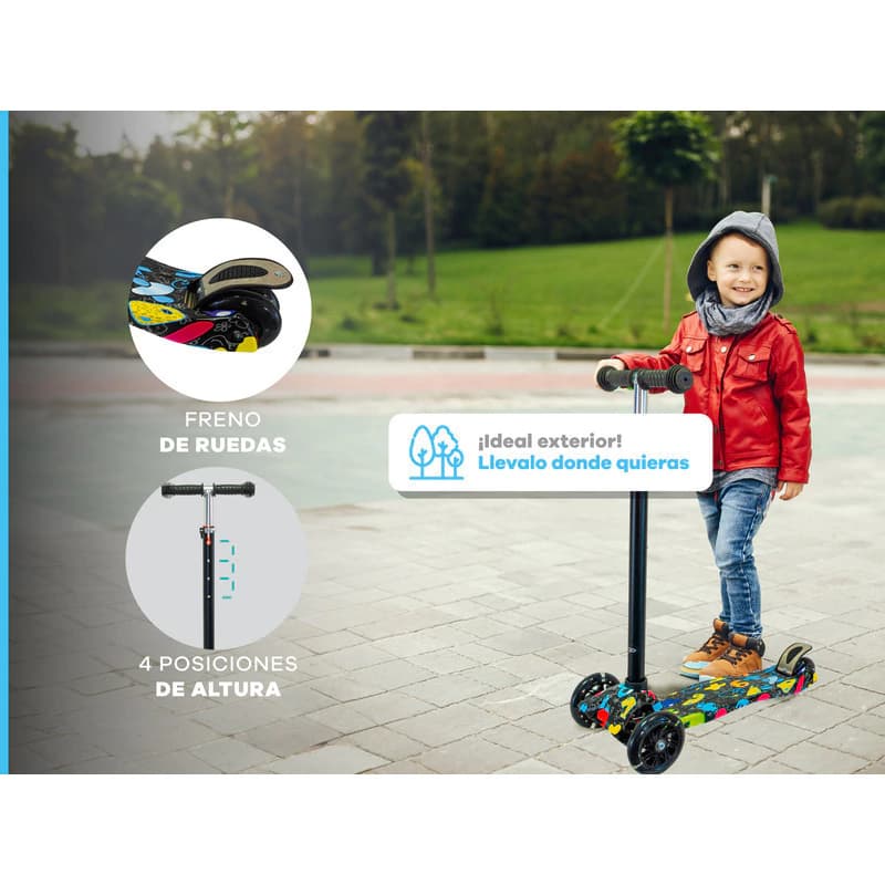 Monopatin Infantil Cuatri Patin 4 Ruedas Freno Niñas Niños — Verde