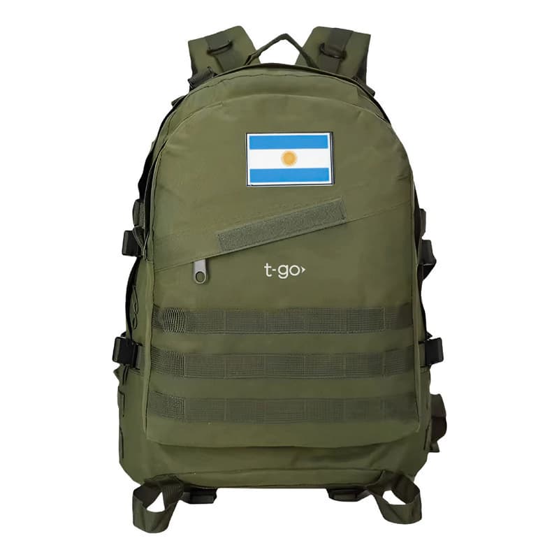 Mochila Táctica Reforzada para Camping y Trekking con Parches de Regalo T-GO EM170 — Negro / Liso