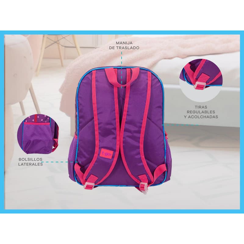 Mochila Escolar T-Go Unicornios diseños divertidos, 16 L, tiras Air Mesh — Rosa