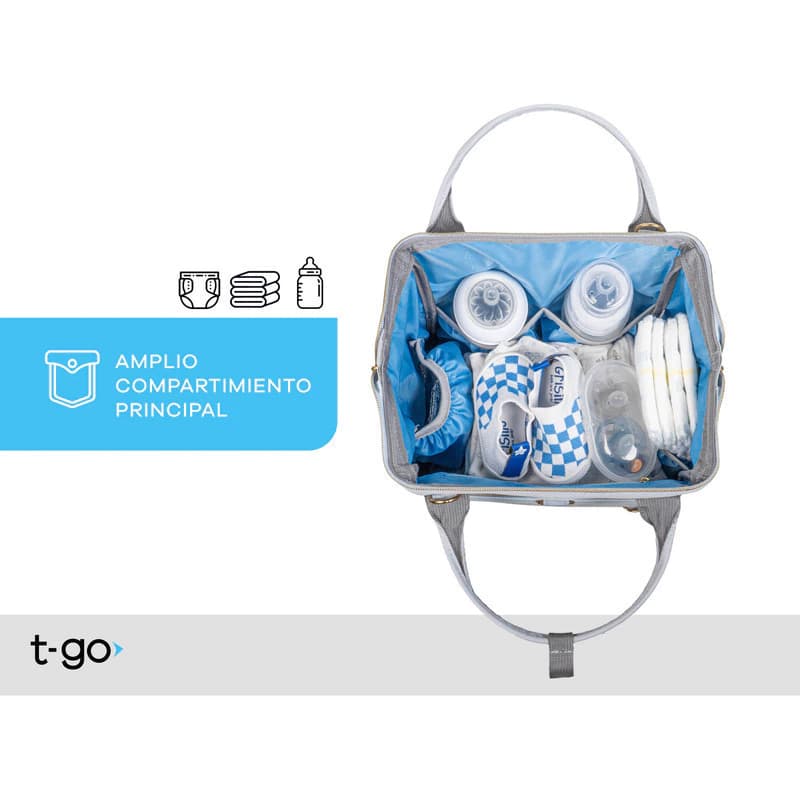 Mini Cartera Maternal Térmica T-Go con Bandolera – Compacta y Organizada — Negro / Lisa