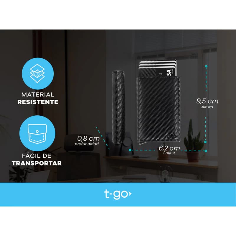 Porta Tarjetas T-Go WL405 con RFID y Pop Up | Metal y Ecocuero — Marrón