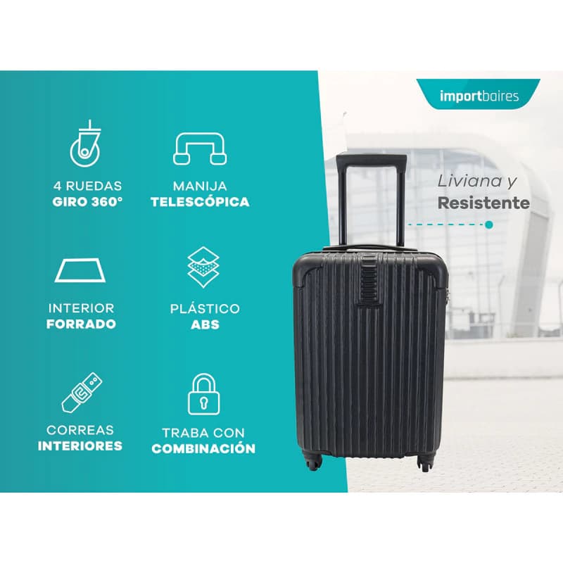 Valija Carry On 20" Bagcherry rígida ABS con candado y ruedas 360°