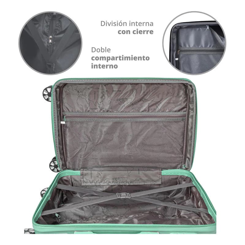Valija Carry On Cabina Rígida ABS Bagcherry 20" con Candado y 4 Ruedas 360° — Lila