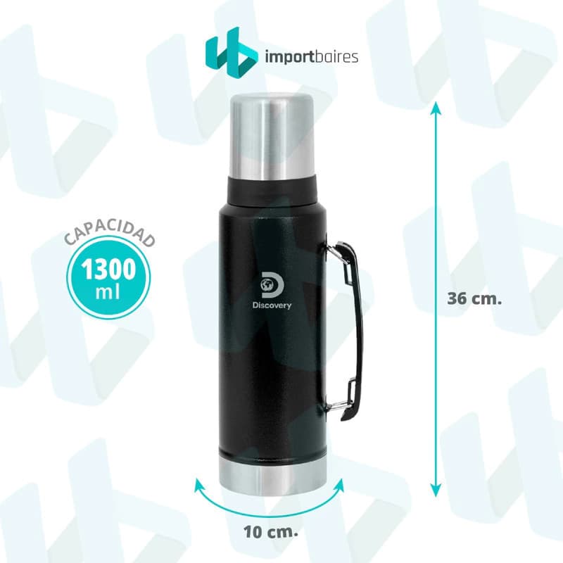 Termo Matero Discovery Acero Inoxidable 1.3 L - Tapón Cebador y Tapa Vaso — Rosa honey glow