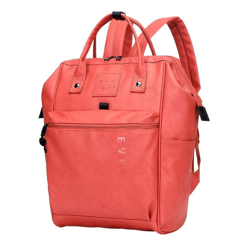 Mochila Cartera Everlast Boca de Pez Eco Cuero Urbana Antirrobo Mujer — Coral 21478 / Eco cuero