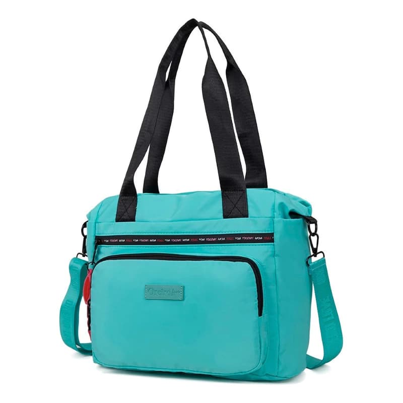 Cartera De Mujer Las Oreiro Bandolera Doble Bolsillo — Níquel / Agua / Negro