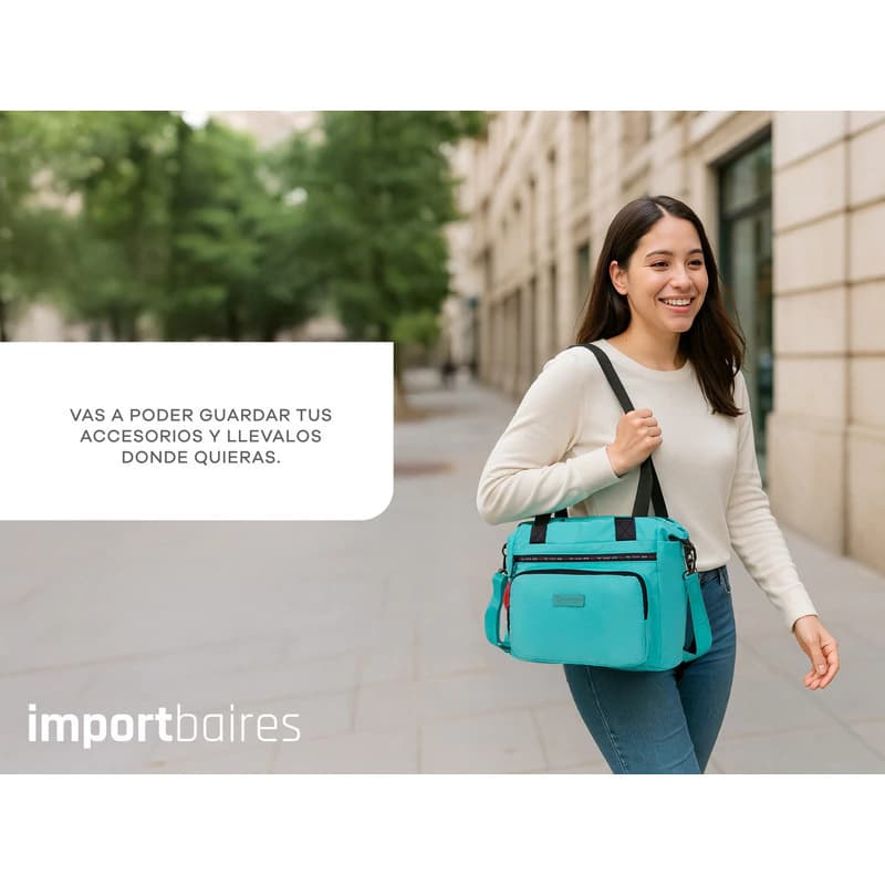 Cartera De Mujer Las Oreiro Bandolera Doble Bolsillo — Níquel / Rosa / Negro