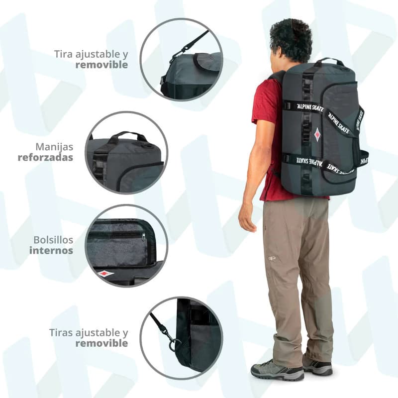 Bolsos Deportivos Para Hombre Mujer Convertibles A Mochilas — Gris Alpine 15870