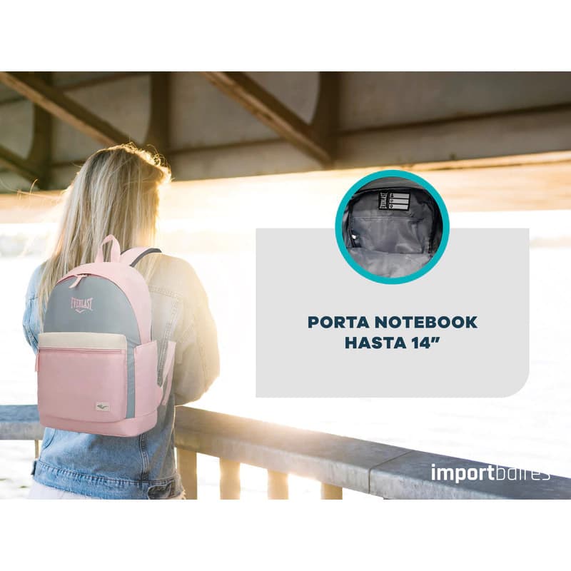 Mochila Everlast Urbana Porta Notebook 14" Espalda Acolchada 39 cm — Agua 22258 / Lisa