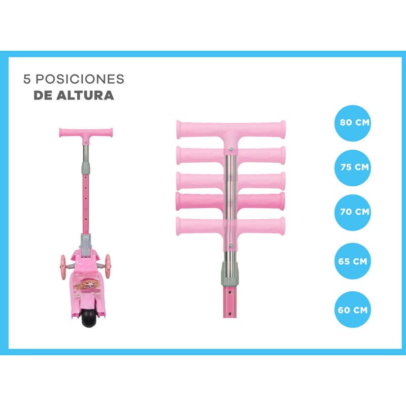 Monopatín Infantil Plegable con Luces LED T-Go Rosa | 3 Ruedas, Manubrio Regulable