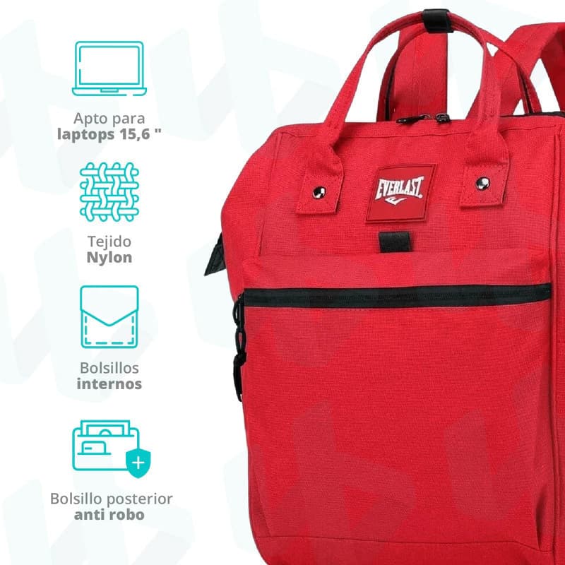 Mochila Everlast Boca de Pez Antirrobo 20 L con Porta Notebook 15,6"