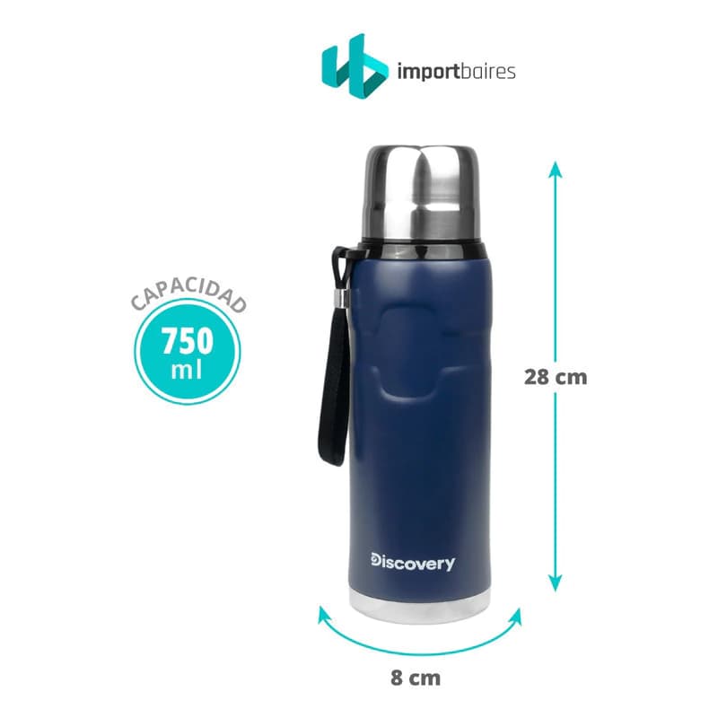 Botella Térmica Discovery Adventures 750ml Acero Inoxidable – Frío y Calor — Plateado