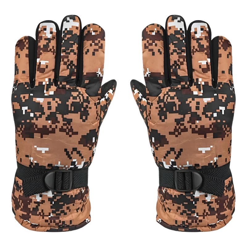Guantes Térmicos Impermeables Forest – Moto, Bici y Nieve con Reflectivos — Marron Camuflado