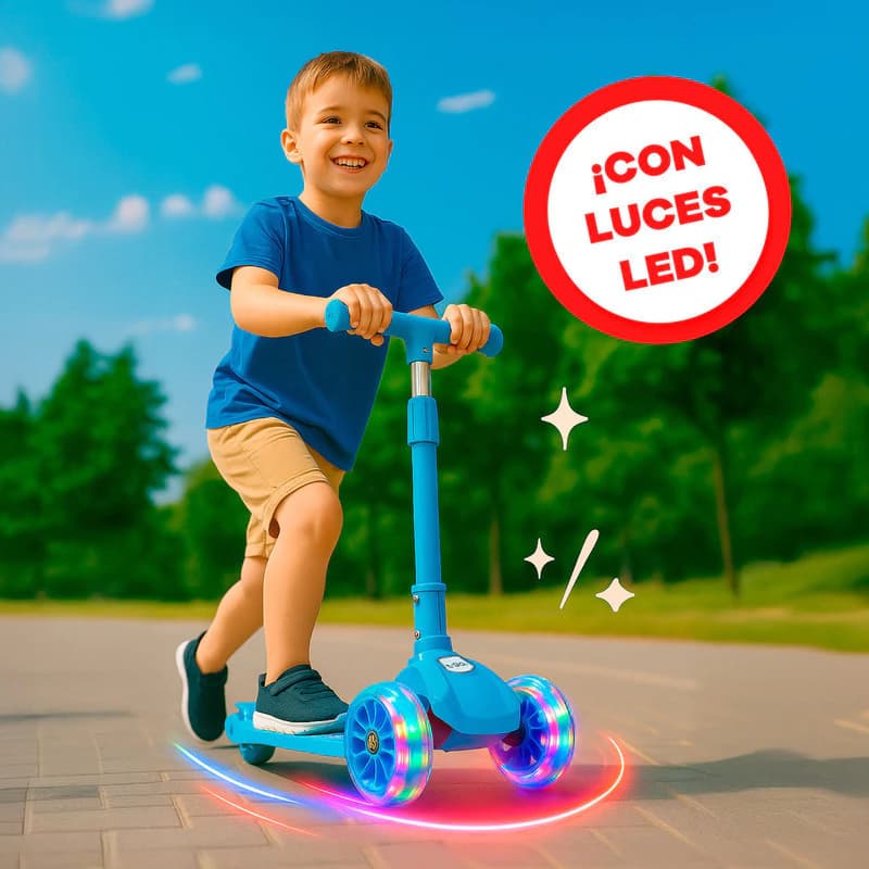 Monopatín Infantil T-Go Dino T-Rex con Luces LED y Altura Regulable
