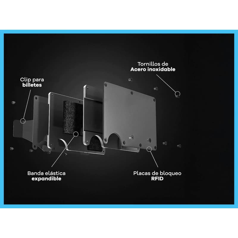 Billetera de Aluminio T-Go RFID | Segura y Minimalista — Negro / Liso