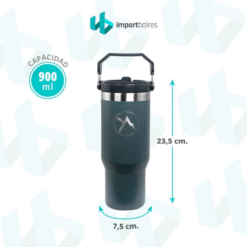Vaso Térmico Discovery Adventure 900ml Acero Inox con Tapa y Manija — Verde / Lisa