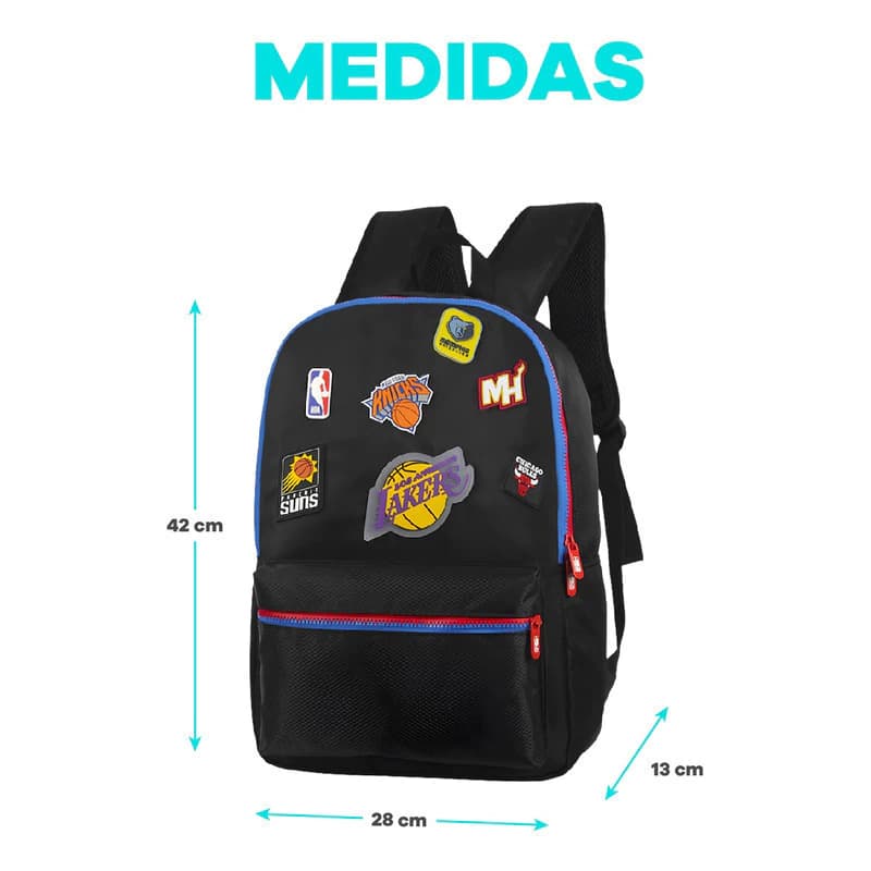 Mochila NBA Licencia Oficial 25L | Equipos 2024 | Urbana y Escolar — Negro con Amarillo 27648 / Liso