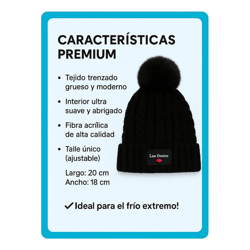 Gorro Trenzado con Pompón Las Oreiro Invierno 2025 - Abrigado y Estiloso — Mostaza / M