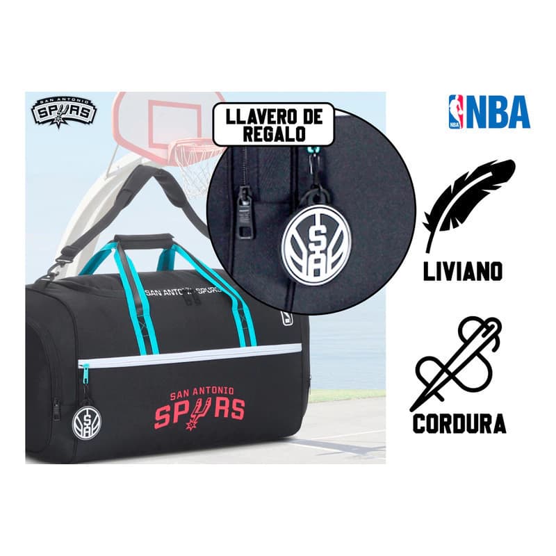 Bolso Deportivo Hombre Mujer Nba Original Bolsillo Lateral — Negro 16351 / SAN ANTONIO SPURS