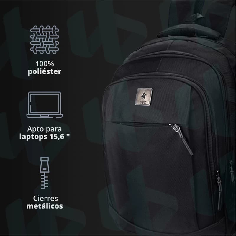 Mochila Porta Notebook 15.6" Wellington Polo Club Urbana Nylon 45cm 20L — Azul marino / Liso