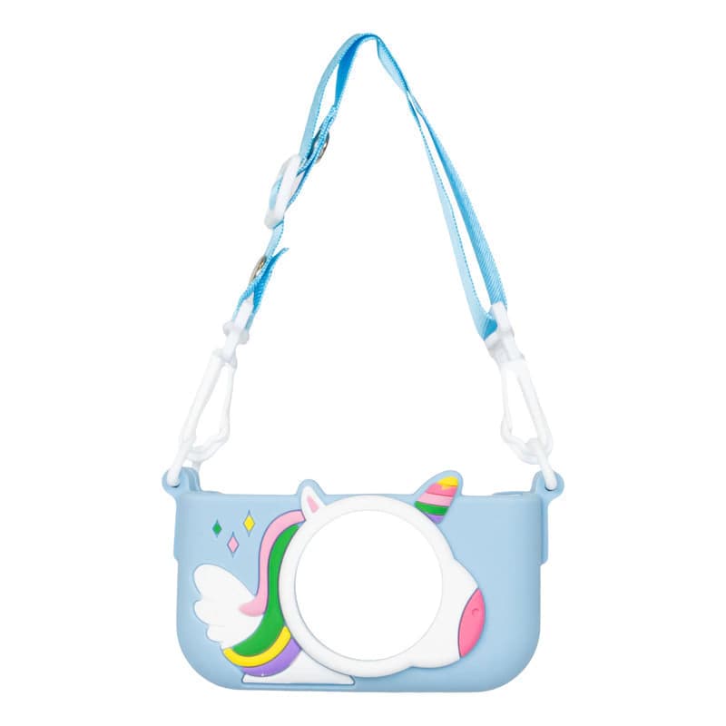 Funda Silicona Antigolpes Cámara Digital Infantil T-Go – Protección para Kids — Celeste Unicornio