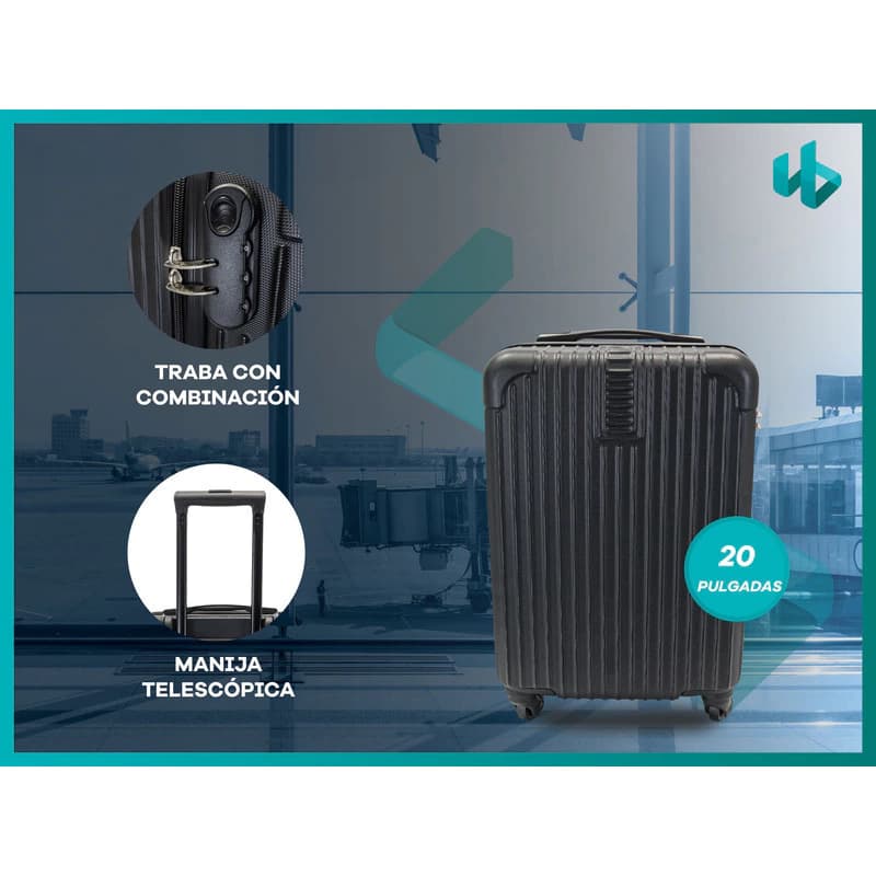 Valija Carry On 20" Bagcherry rígida ABS con candado y ruedas 360°