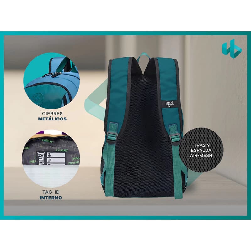 Mochila Porta Notebook 15,6" Everlast Urbana Nylon Reforzada 19 L — Azul / Lisa