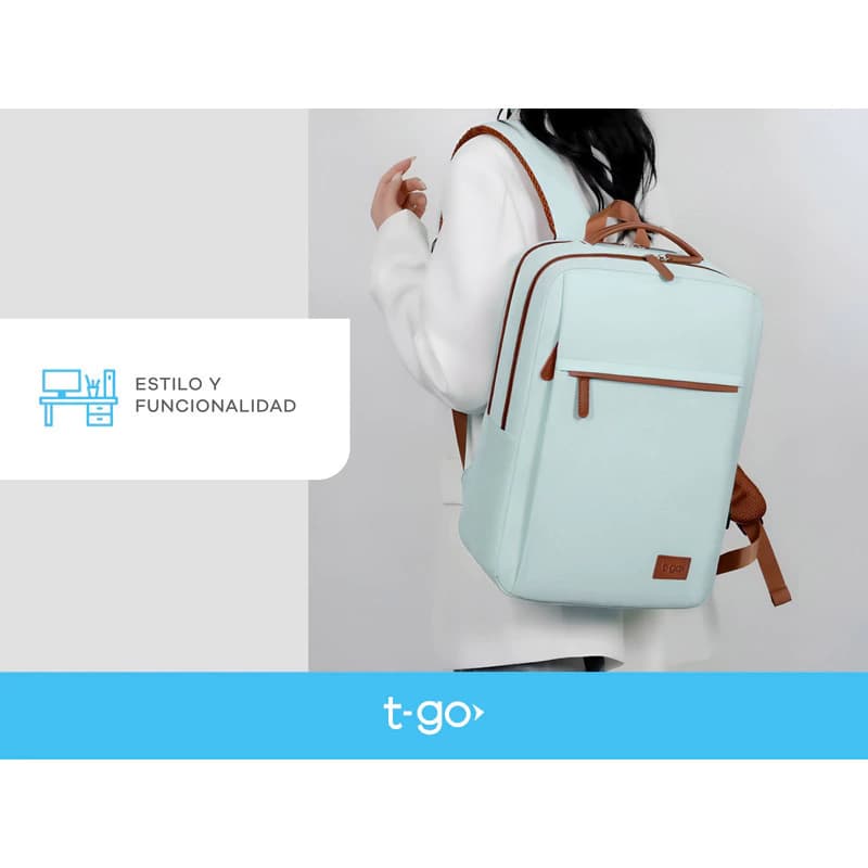 Mochila Ejecutiva T-Go EB104 Porta Notebook 15.6'' con Puerto USB Urban Aesthetic — Rosa / Liso