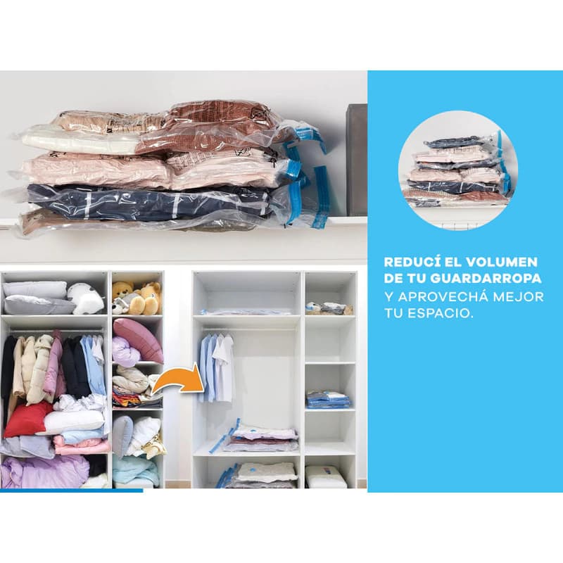 Bolsas al Vacío T-Go 60x80 cm Reutilizables x5 — Guardá más, ocupá menos