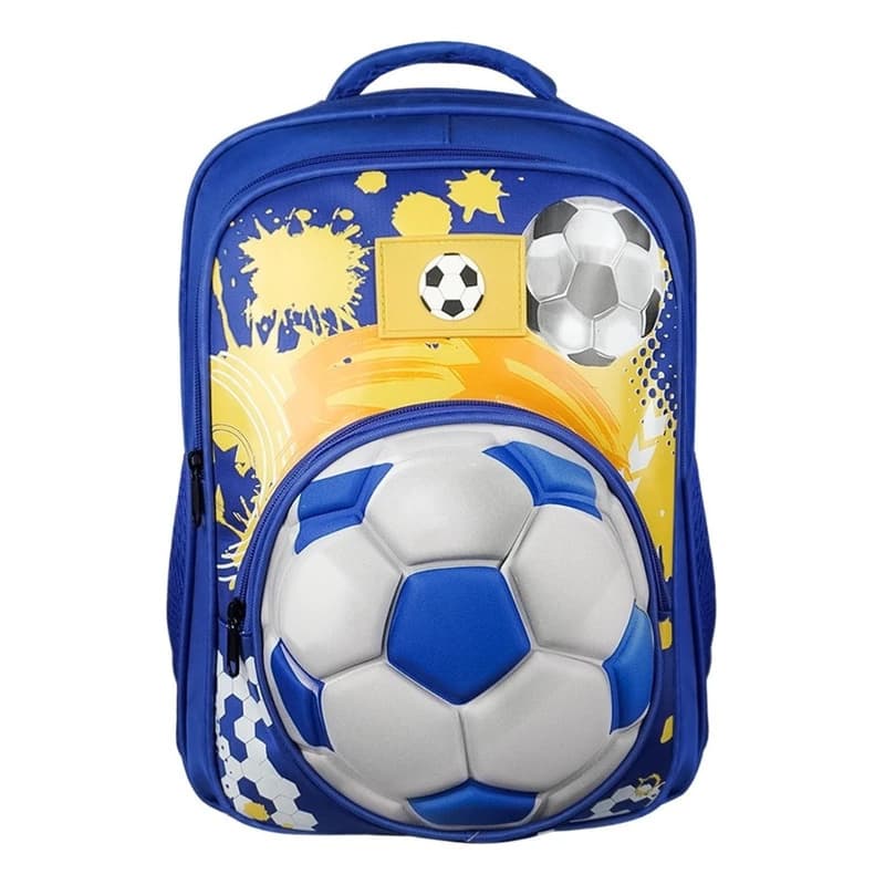 Mochila Escolar Infantil 3D Fútbol | Preescolar y Nivel Inicial — Azul