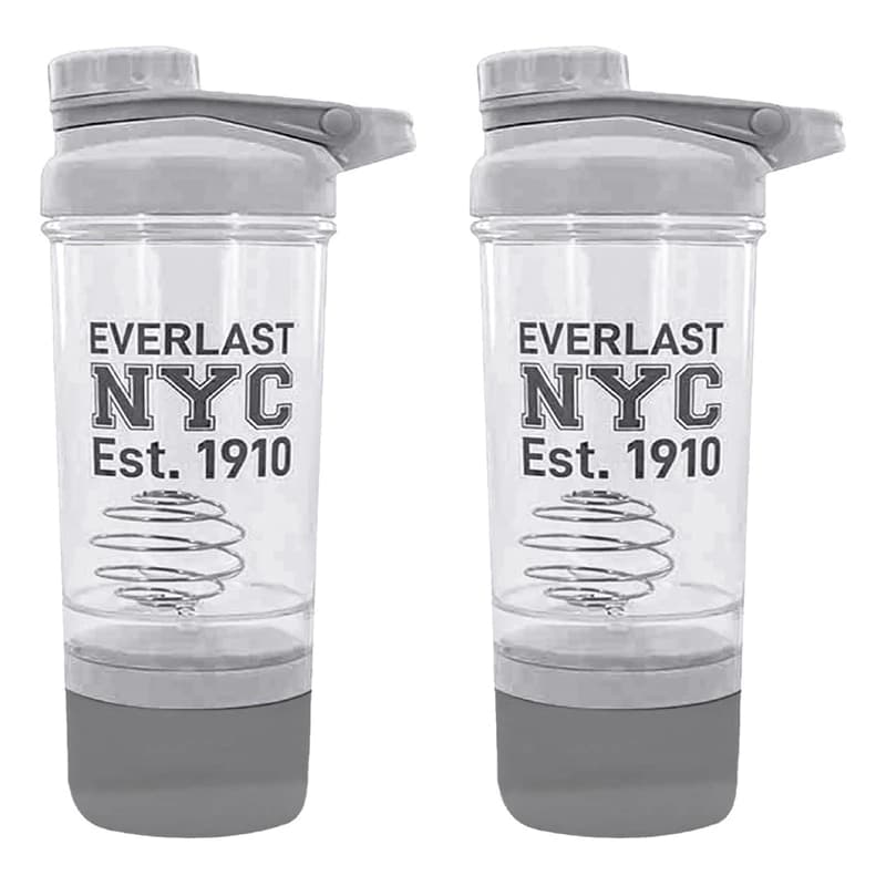 Set x2 Shakers 500 ml Everlast con Bola Mezcladora Sin BPA — Gris