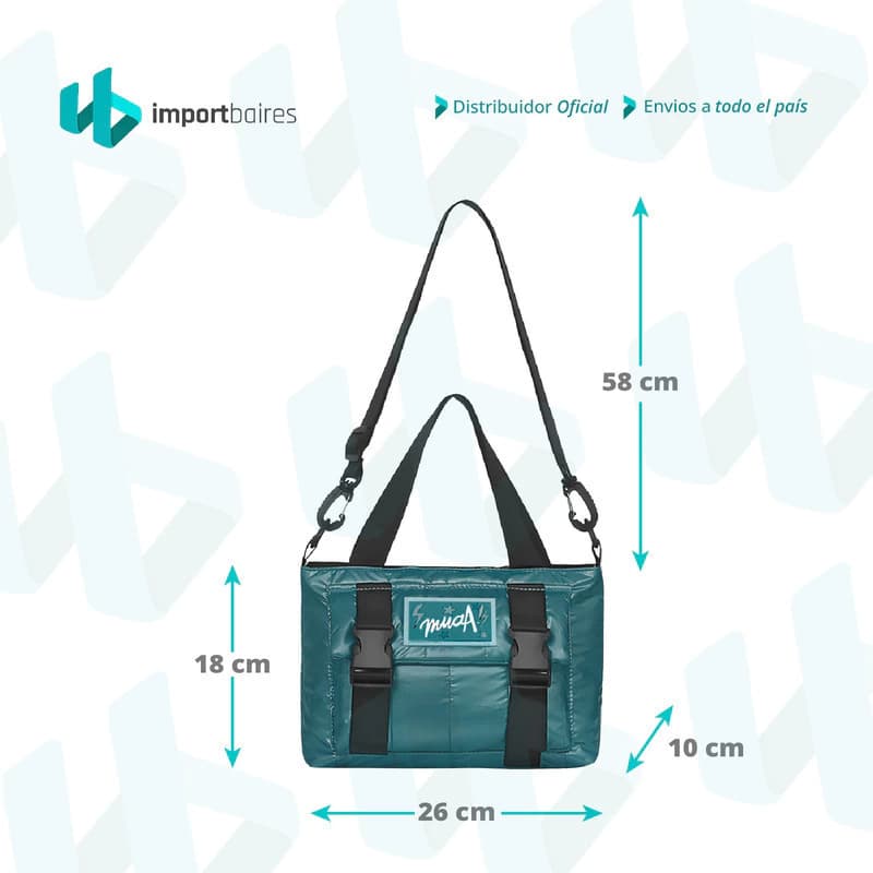 Bandolera Símil Puffer Muaa Urbana Juvenil con Compartimentos y Correa Regulable