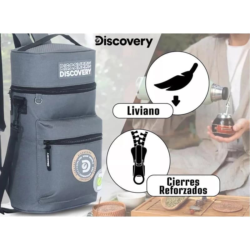 Mochila Matera Discovery Adventure Porta Termo hasta 1,3 L — Bolso Morral — Verde musgo