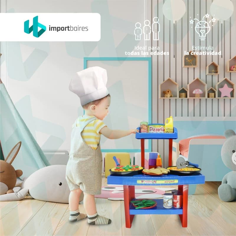 Cocinita Infantil La Pizzería con Accesorios Lionel's 49 Piezas para Niños
