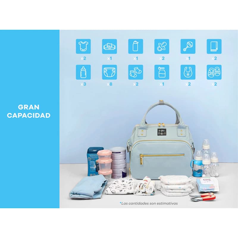 Mini Cartera Maternal Térmica T-Go con Bandolera – Compacta y Organizada — Negro / Lisa