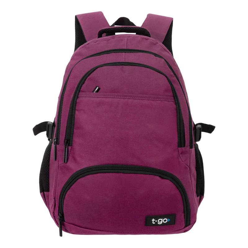 Mochila Porta Notebook 15,6" T-GO Eb66 Liviana, urbana, de oficina — Negro / Liso