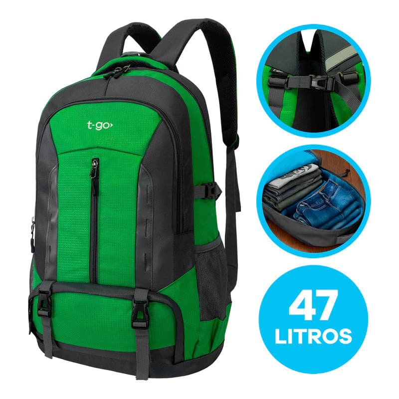 Mochila Táctica/Urbana 47l T-go Em160b — Verde / Liso