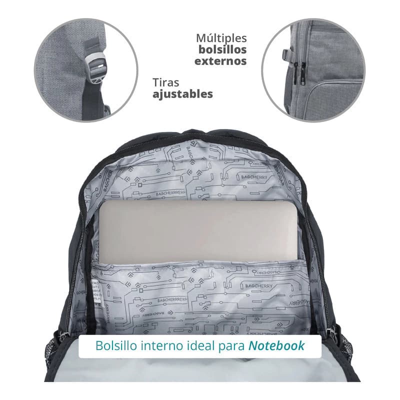 Mochila Urbana Porta Notebook 15, Pulgadas Reforzada Premium — Negro / Liso