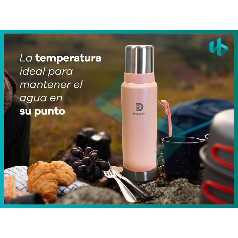 Combo Termo 1,3 Litros + Mate + Bombilla Acero Inoxidable — Verde