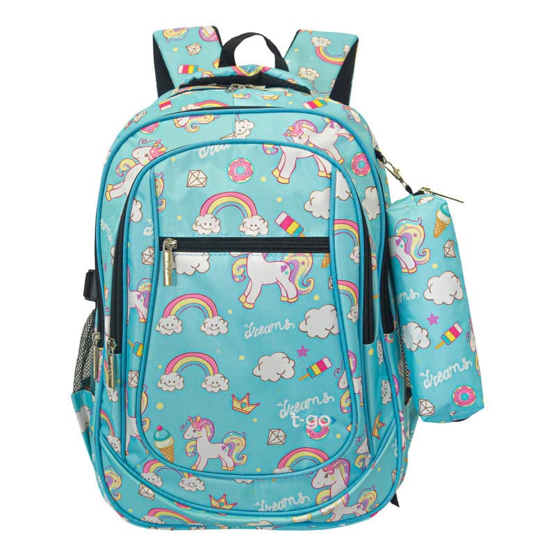 Mochila T-go Escolar Modelo Eb44 25l | Color Celeste Estampado